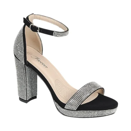 Josina-99 - Forever Rhinestone Accent Chunky Low Heel Platform Sandal