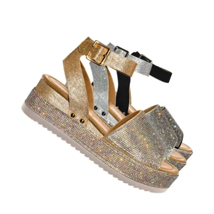 Luxury-96 - Forever Women Ankle Strap Crystal Platform Sandal