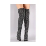 Pledge-28 - Anne Michelle Rhinestone Accent Pointy Toe Stiletto Heeled Boots